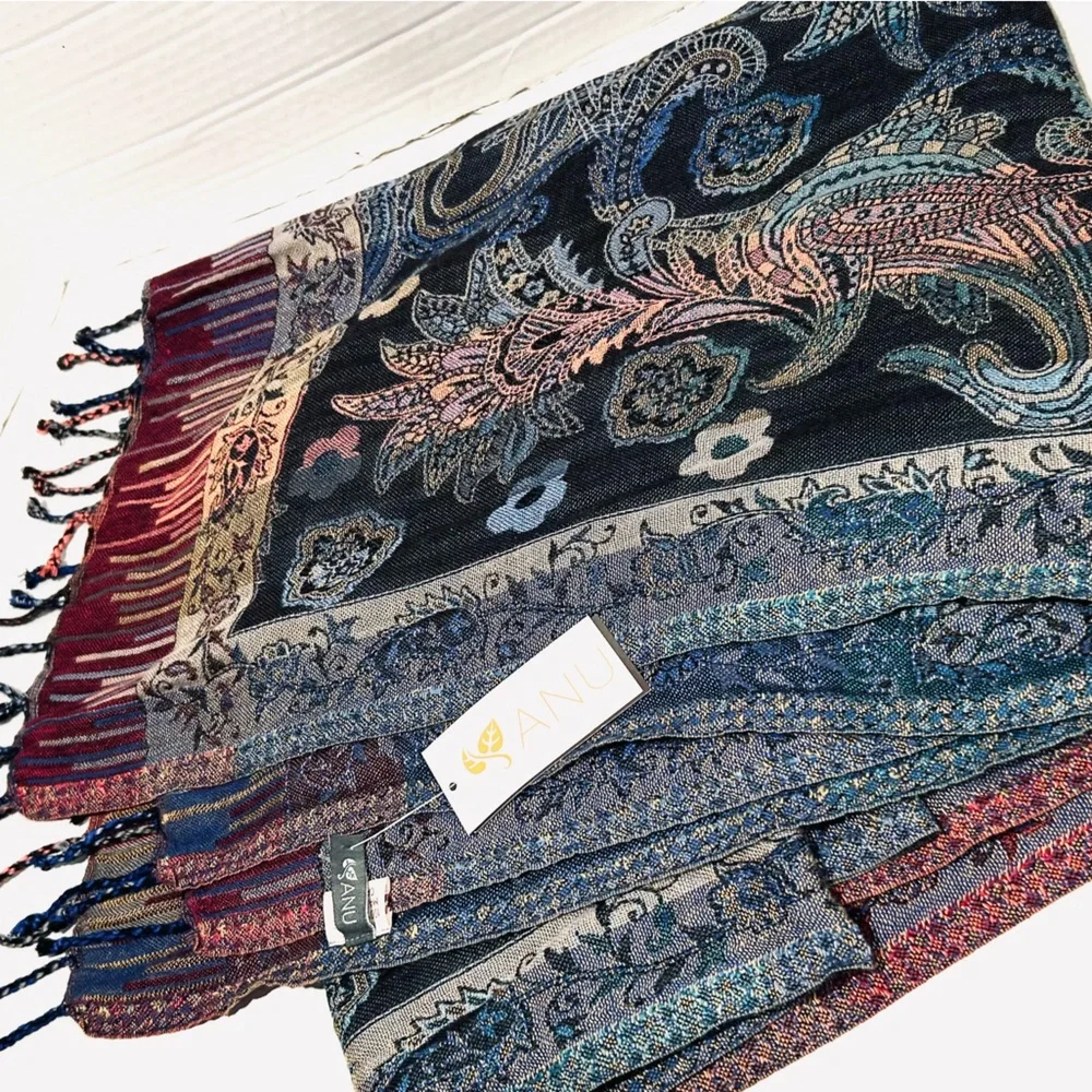 Southwestern Jewel Tone ANU Large Scarf Wrap Shawl Western Gypsy Witchy Boho NEW